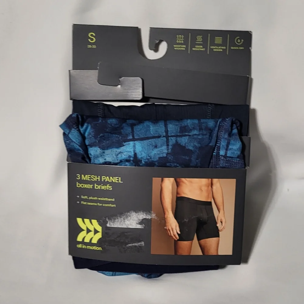 All In Motion Men's NIP 2 Pack Blue Mesh Panel Boxer Briefs Size Small - Picture 2 of 12